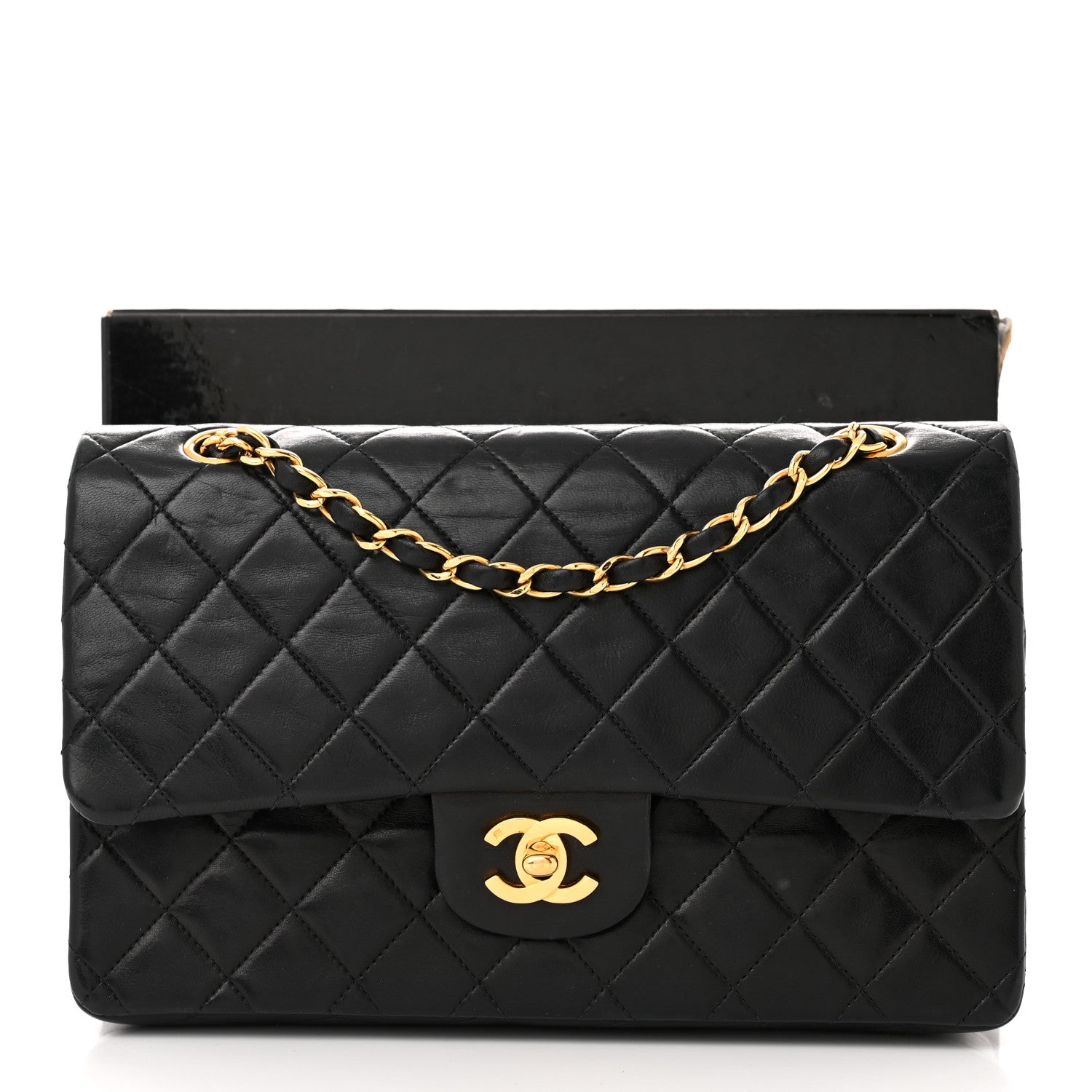 Chanel Lambskin Quilted Medium Double Flap Black 13 of 13