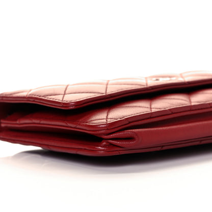 Chanel Lambskin Quilted Wallet On Chain WOC Red 23 of 28