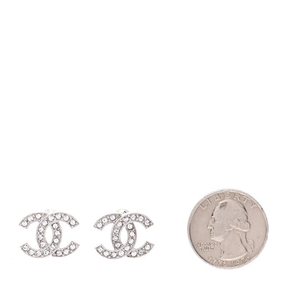 Chanel Crystal CC Earrings Silver 2 of 4