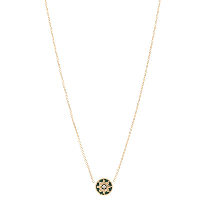 Christian Dior 18K Yellow Gold Diamond Malachite Rose Des Vents Necklace 1 of 5