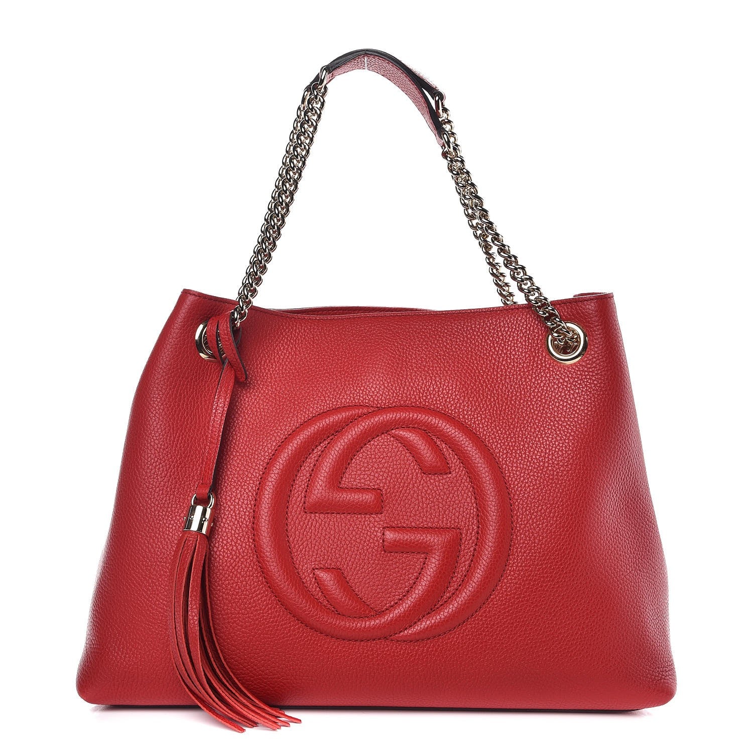 Gucci Pebbled Calfskin Medium Soho Chain Shoulder Bag Tabasco Red 1 of 9