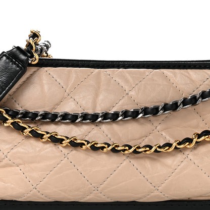 Chanel Aged Calfskin Quilted New Medium Gabrielle Hobo Beige Black 8 of 12