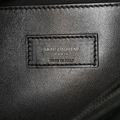 Saint Laurent Calfskin Crocodile Embossed Medium West Hollywood Monogram Fold-Over Black 6 of 8