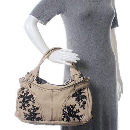Valentino Garavani Leather Urban Lace Satchel Creme 2 of 6