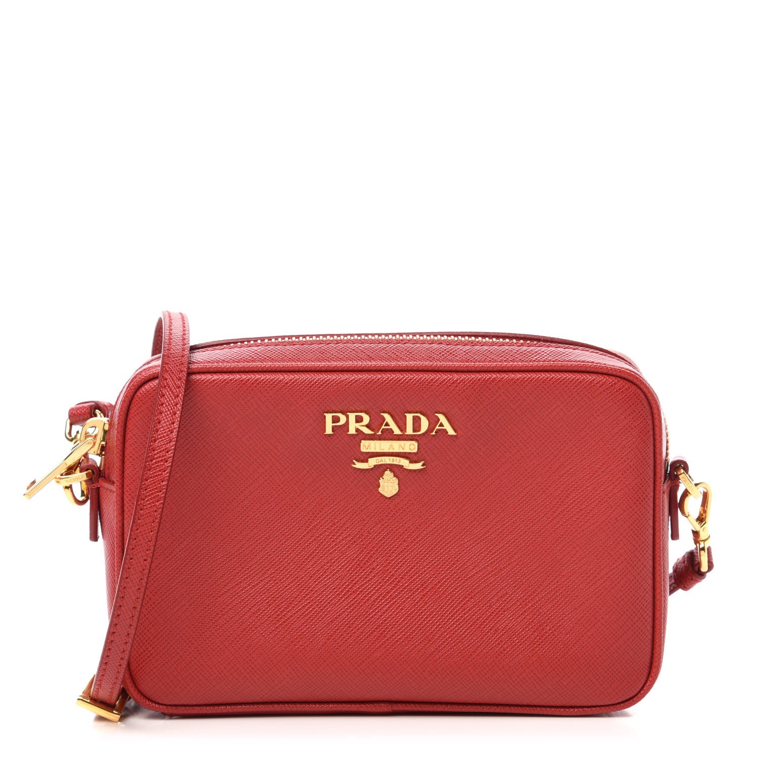 Prada Saffiano Mini Camera Crossbody Bag Fuoco 1 of 14