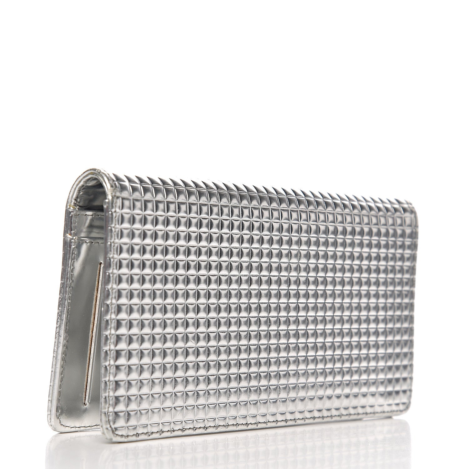 Chanel Metallic Patent Calfskin Embossed CC Yen Wallet Silver 2 of 10