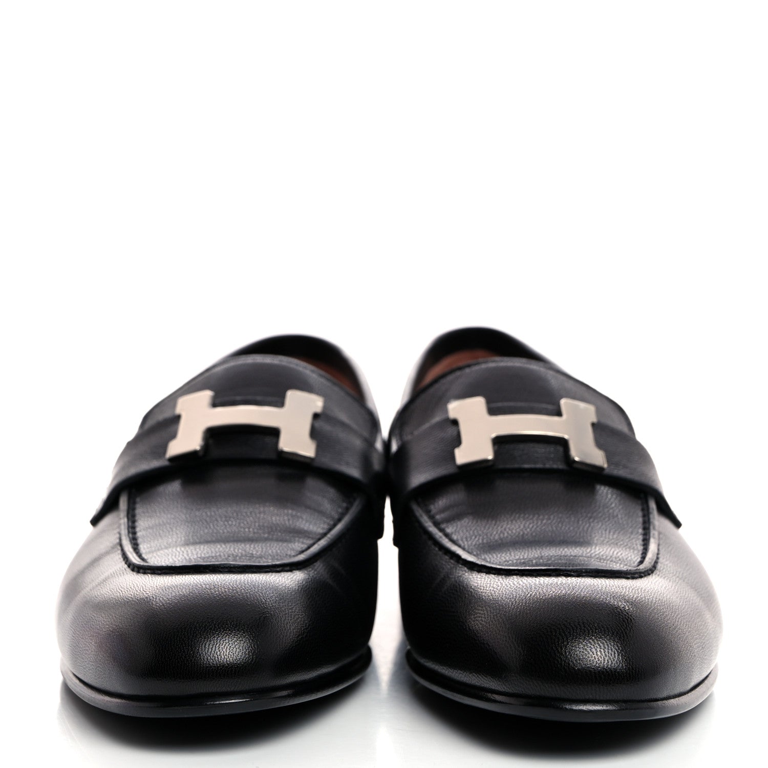 Hermes Goatskin Womens Paris Loafers 37 Black 2 of 9