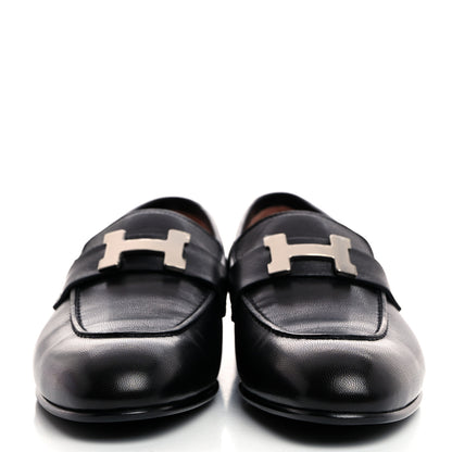 Hermes Goatskin Womens Paris Loafers 37 Black 2 of 9