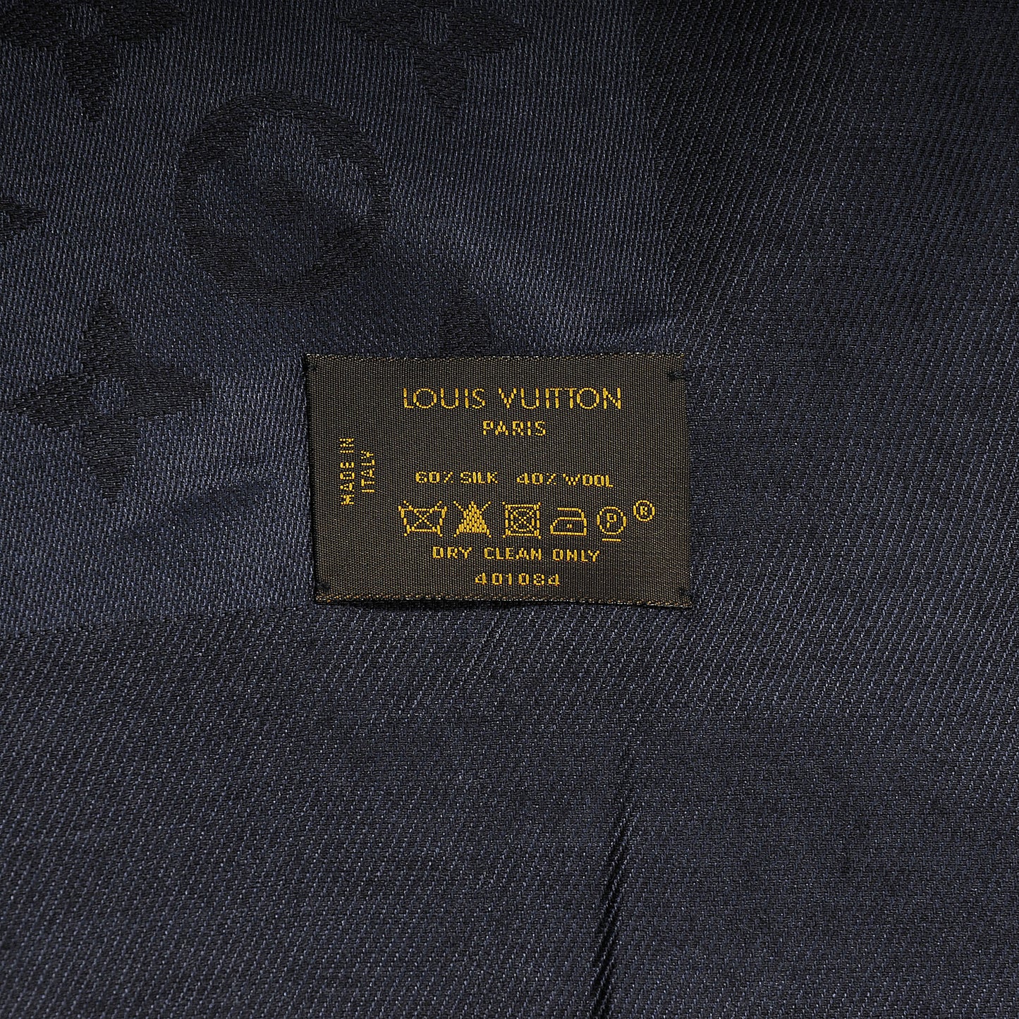 Wool Silk Monogram Shawl Night Blue