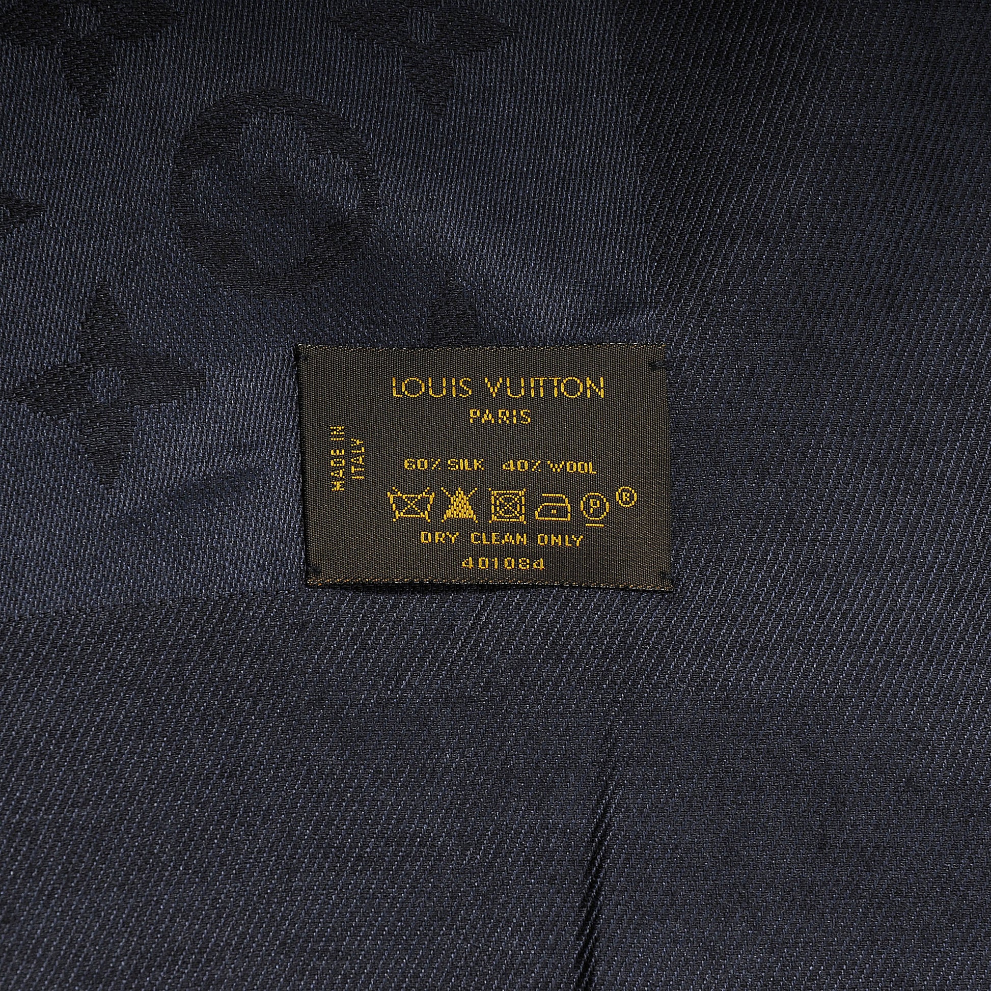 Louis Vuitton Wool Silk Monogram Shawl Night Blue 5 of 5