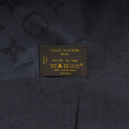Louis Vuitton Wool Silk Monogram Shawl Night Blue 5 of 5