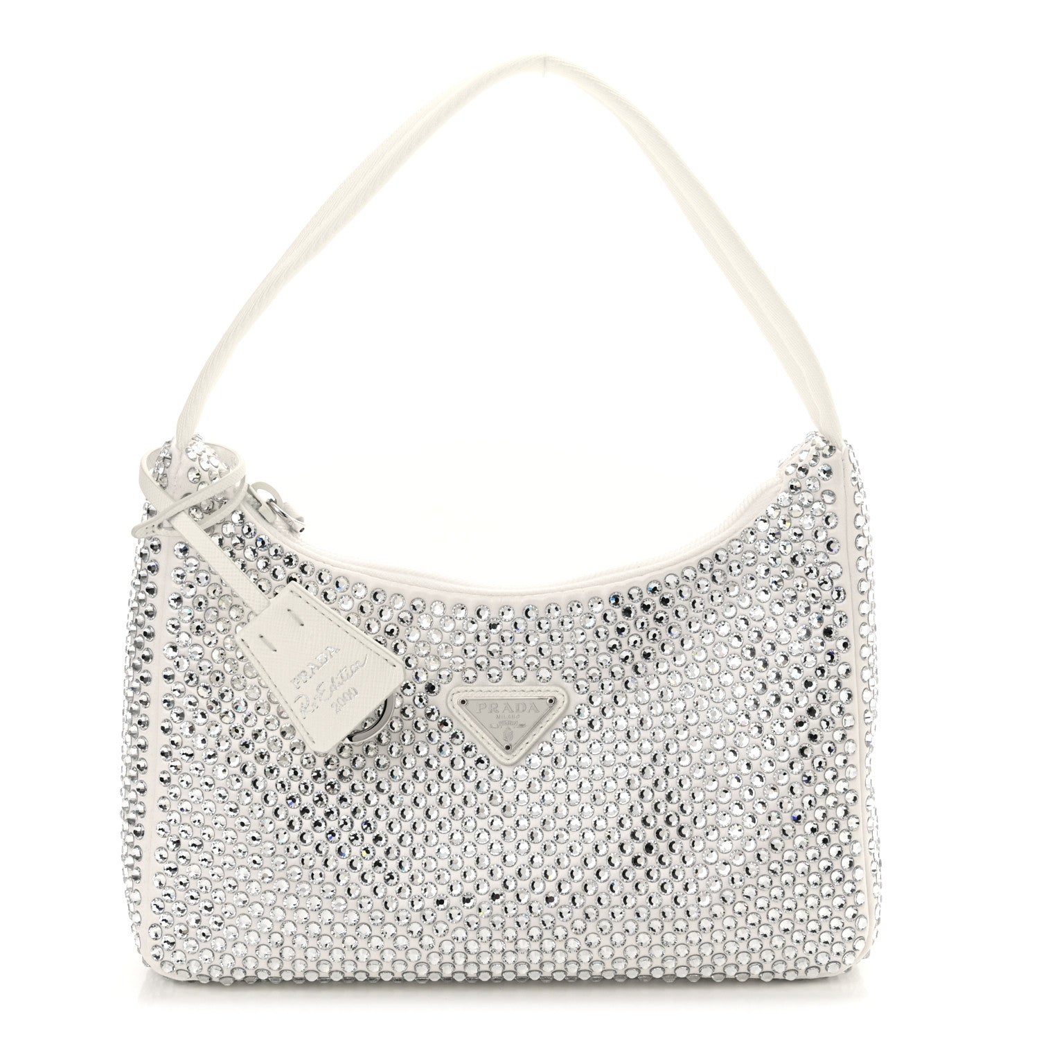Prada Satin Crystal Mini Re-Edition 2000 Bag White 1 of 11