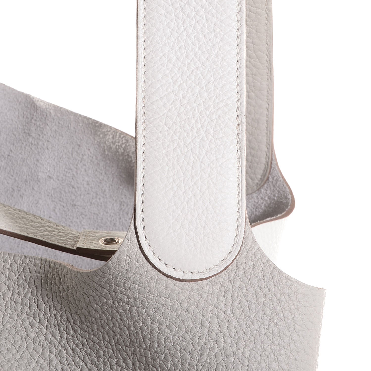 Hermes Taurillon Clemence Picotin Lock TGM Gris Perle White 3 of 14