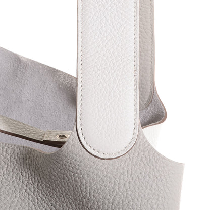 Hermes Taurillon Clemence Picotin Lock TGM Gris Perle White 3 of 14