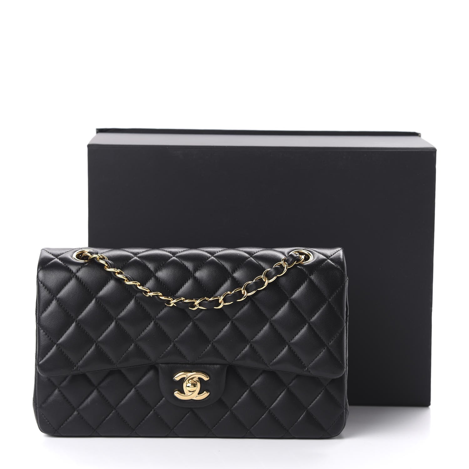 Chanel Lambskin Quilted Medium Double Flap Black 12 of 12