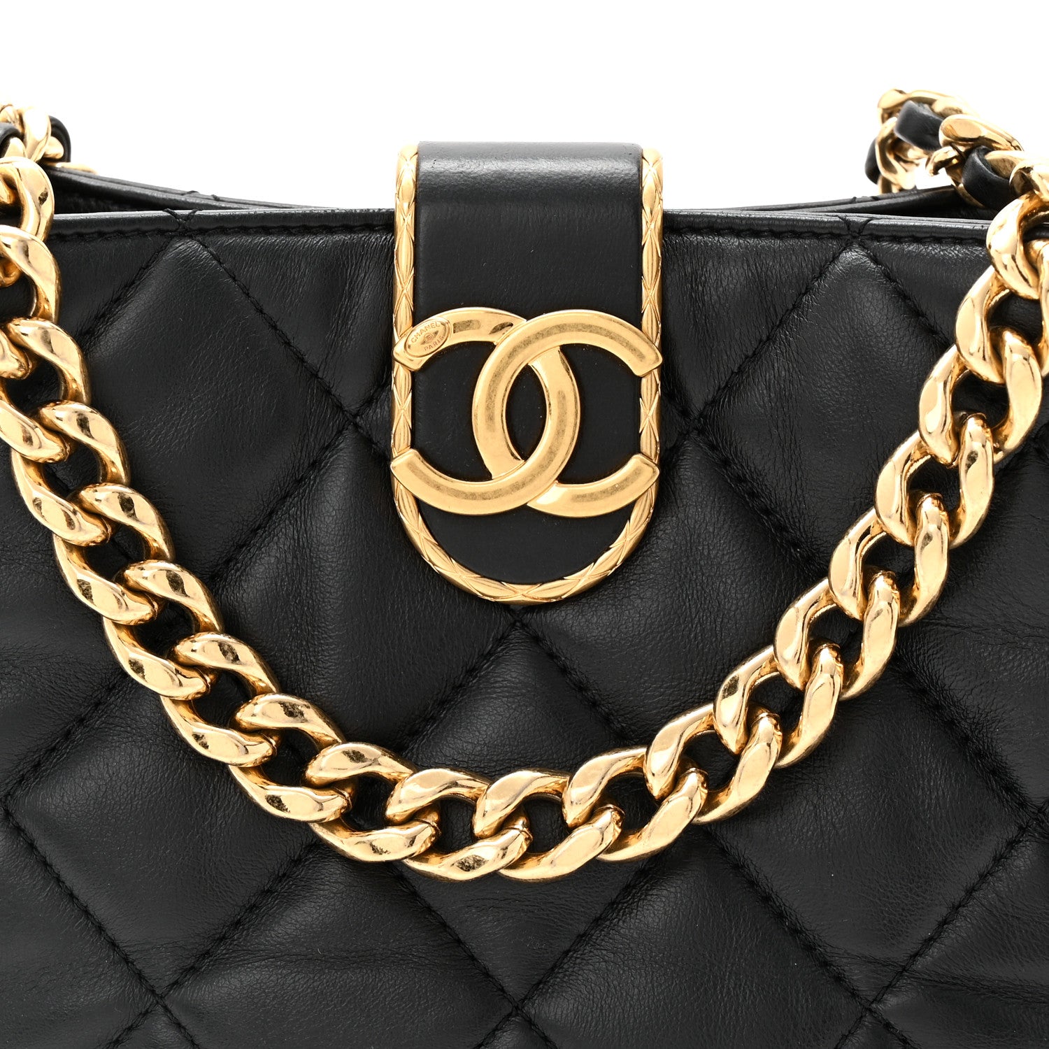 Chanel Lambskin Quilted Small Chain Hobo Black 8 of 10