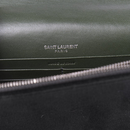 Saint Laurent Velvet Crystal Monogram Kate Tassel Chain Wallet Green 7 of 11