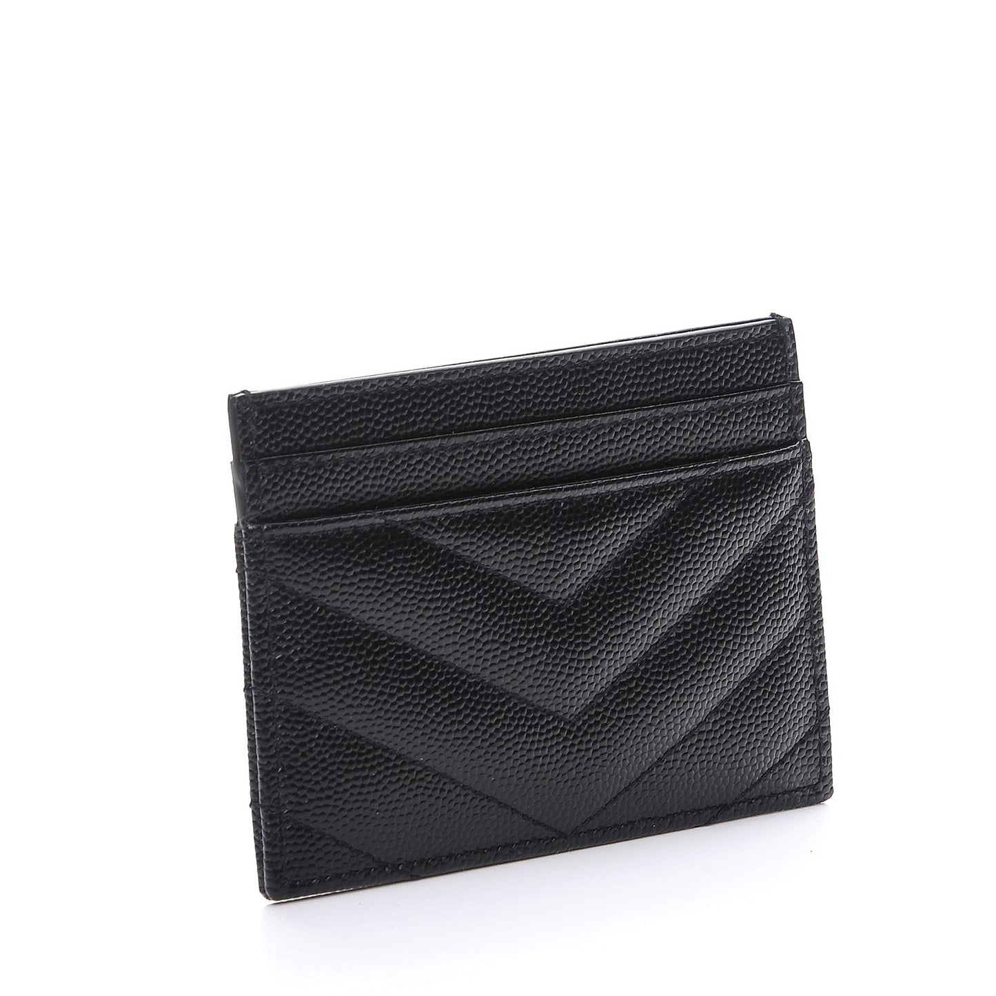 Grain De Poudre Matelasse Chevron Monogram Credit Card Case Black