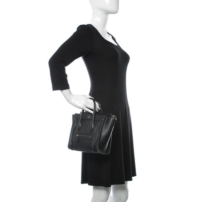 Celine Drummed Calfskin Nano Luggage Black 3 of 7