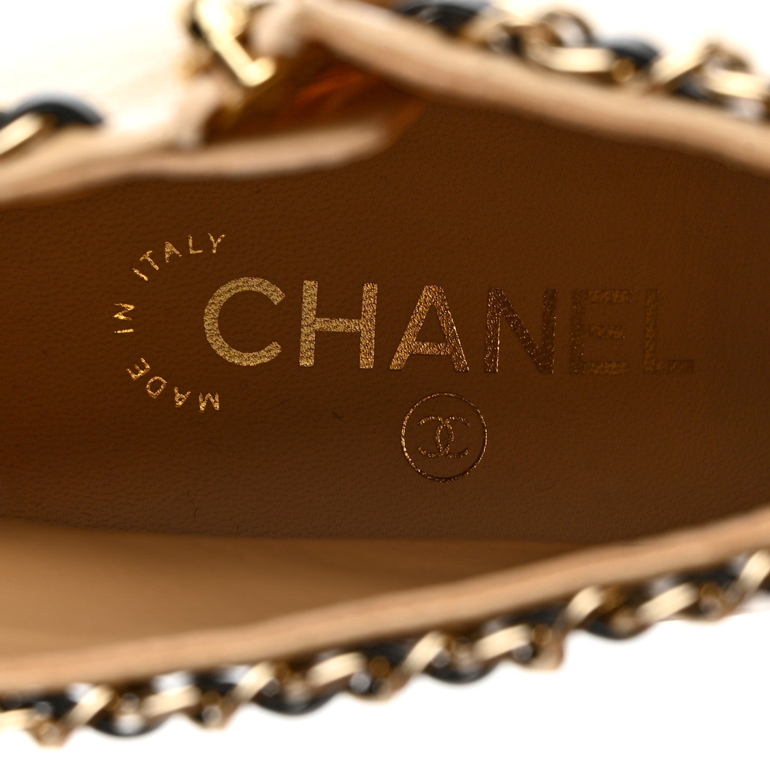 Chanel Lambskin Grosgrain CC Chain Cap Toe Short Boots 38 Black 39 Beige Black 6 of 9