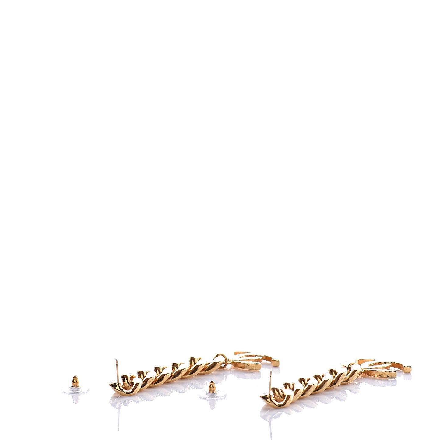 Metal CC Pick Drop Earrings Gold
