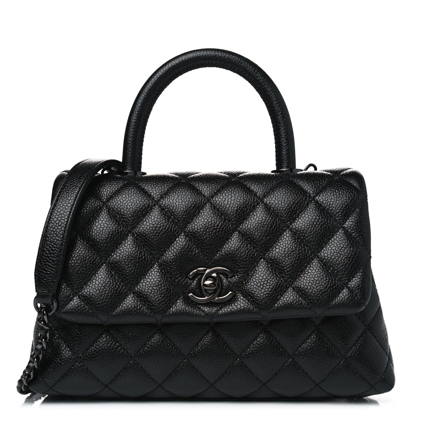 Caviar Quilted Mini Coco Handle Flap So Black