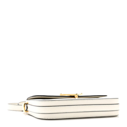 Prada Soft Calfskin Metal Triangle Logo Flap Shoulder Bag White 4 of 10