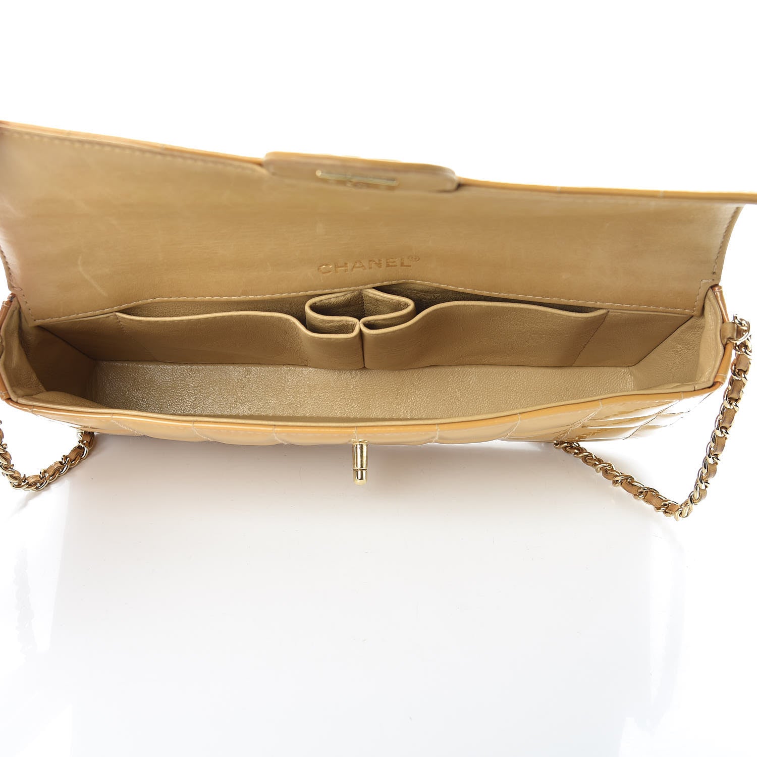 Chanel Patent East West Chocolate Bar Flap Beige 5 of 19