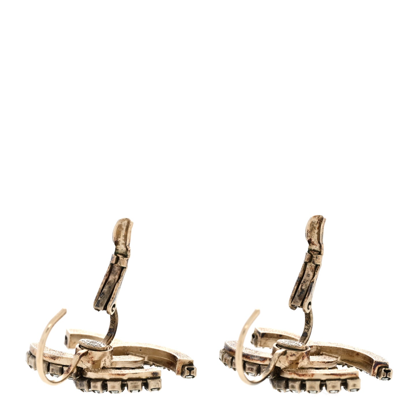Crystal CC Drop Earrings Gold