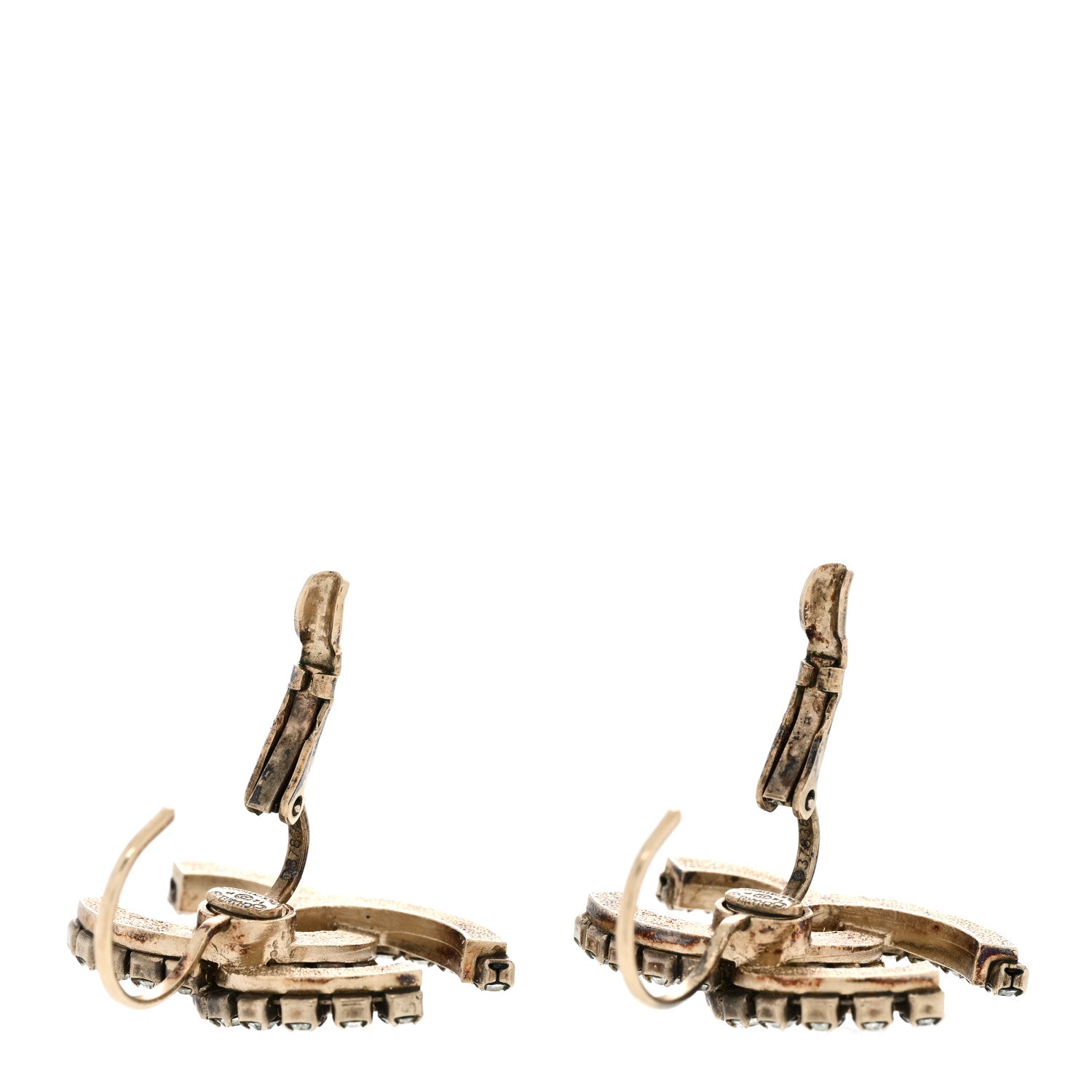 Chanel Crystal CC Drop Earrings Gold 3 of 4