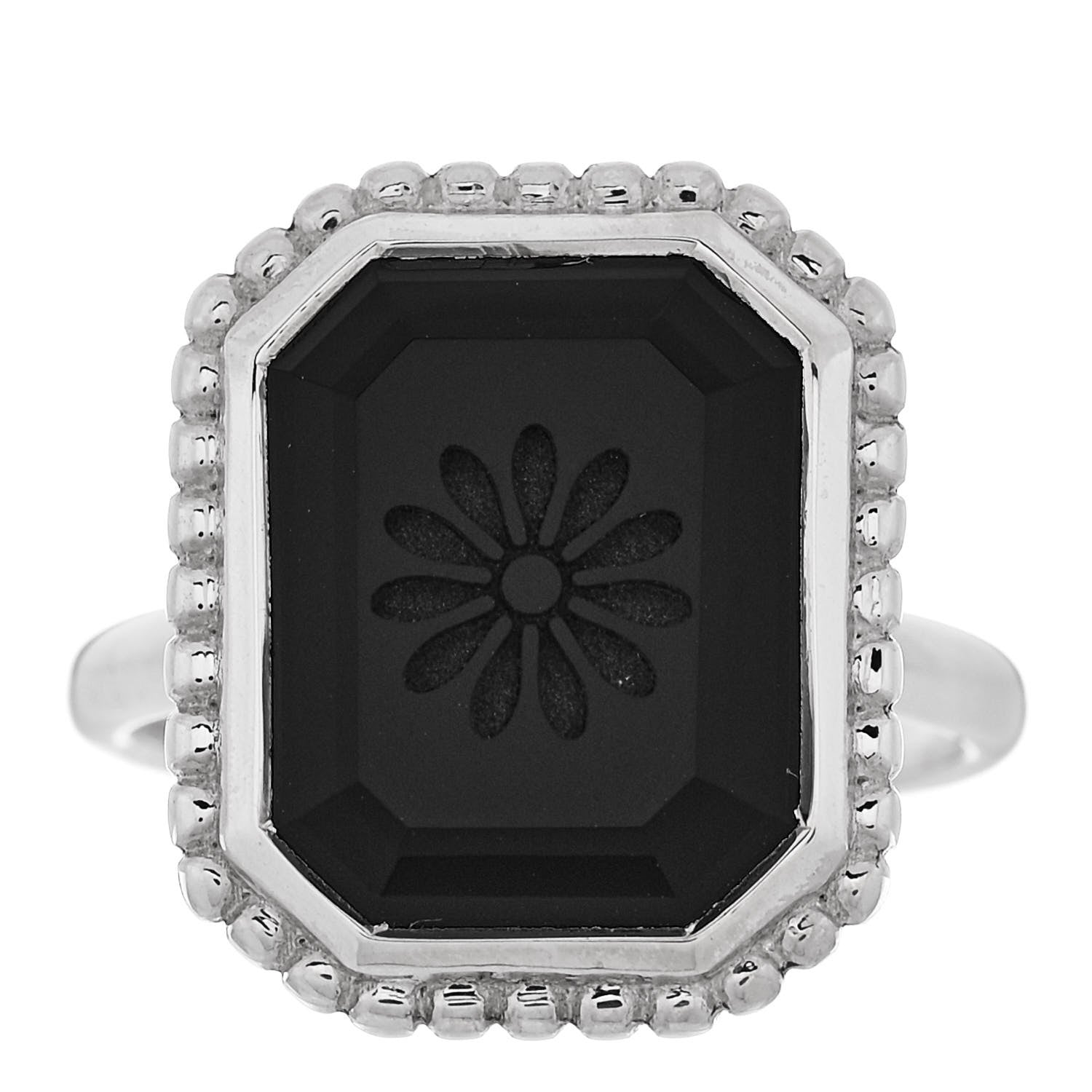 Tiffany Sterling Silver Black Onyx Ziegfeld Daisy Ring 55 7.25 1 of 6