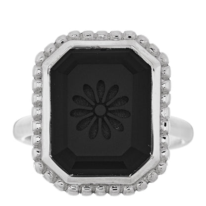 Tiffany Sterling Silver Black Onyx Ziegfeld Daisy Ring 55 7.25 1 of 6