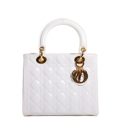 Christian Dior Patent Cannage Medium Lady Dior White 1 of 9