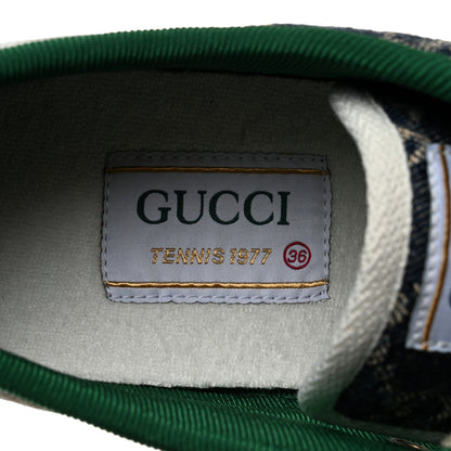 Gucci New Denim GG Monogram Web Womens 1977 Tennis Sneakers 36 Blue Tea Mystic White 7 of 8