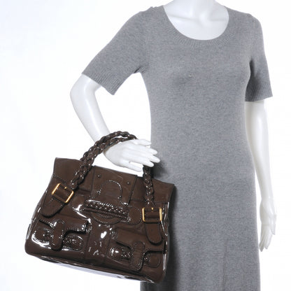 Valentino Garavani Patent Large Histoire Brown 2 of 7