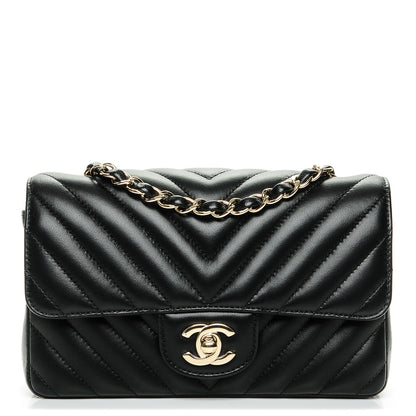 Chanel Lambskin Chevron Quilted Mini Rectangular Flap Black 1 of 7