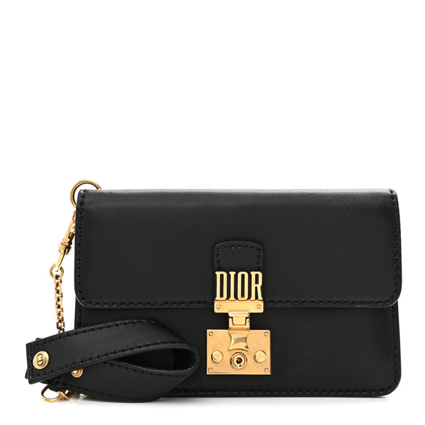 Dior クレドポーボーテ Christian Dior Calfskin Dioraddict Wristlet Clutch Black 1883638