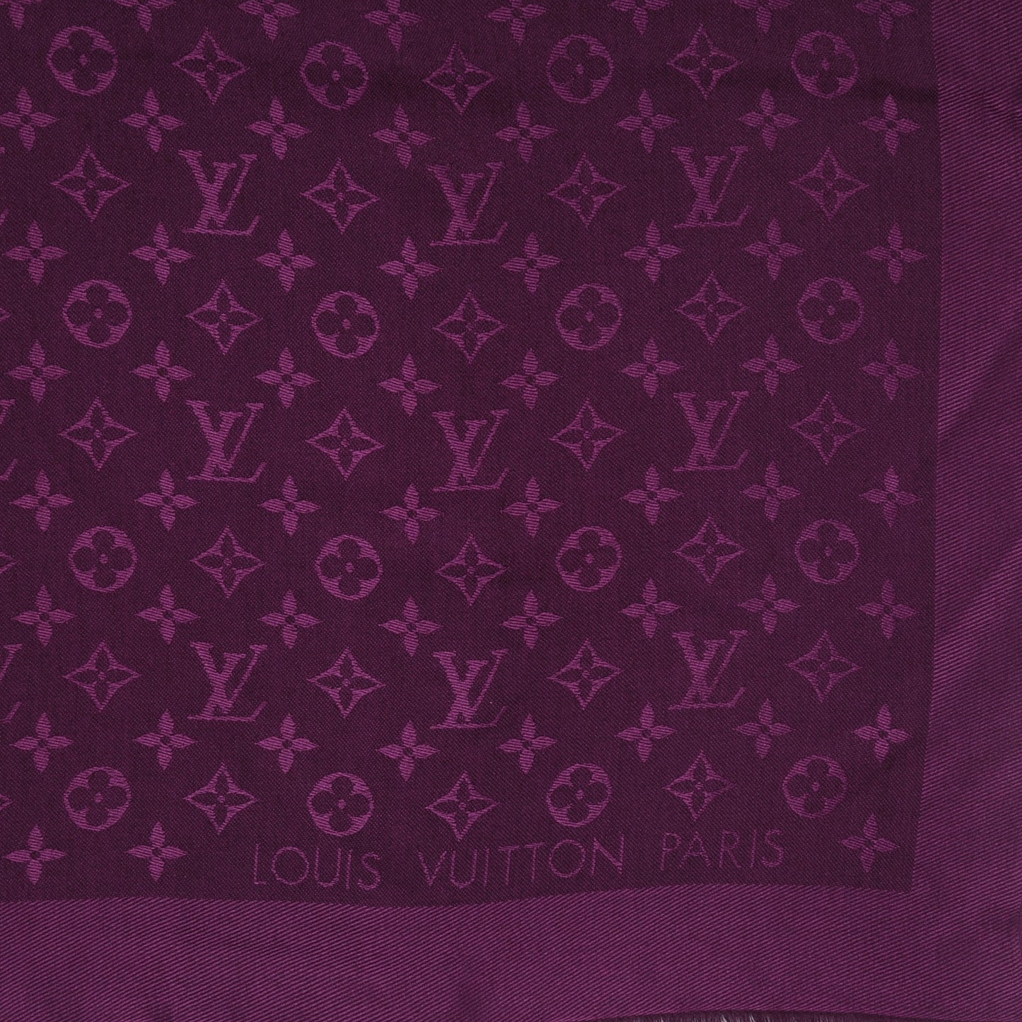 Wool Silk Monogram Shawl Cassis