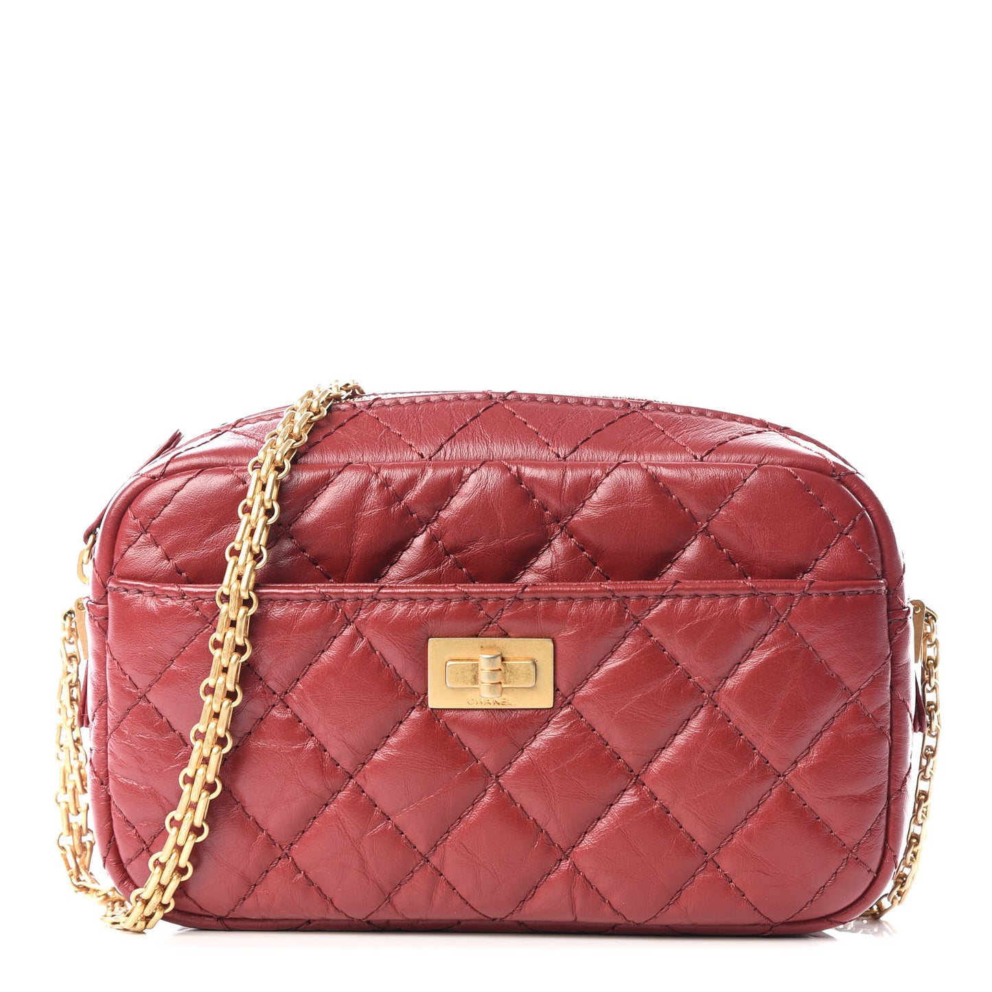 Aged Calfskin Quilted Mini Reissue Camera Case Red
