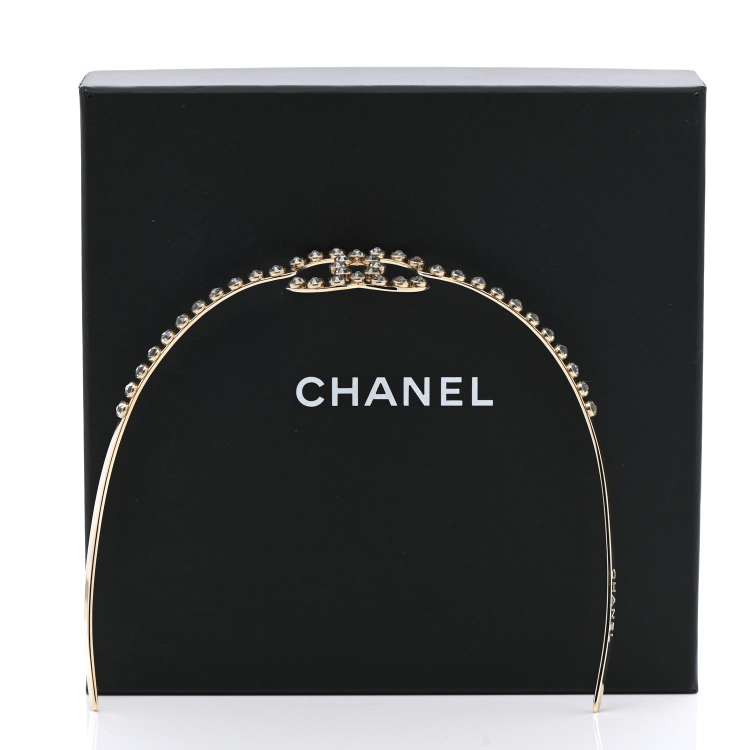 Chanel Metal Crystal CC Headband Light Gold 5 of 5