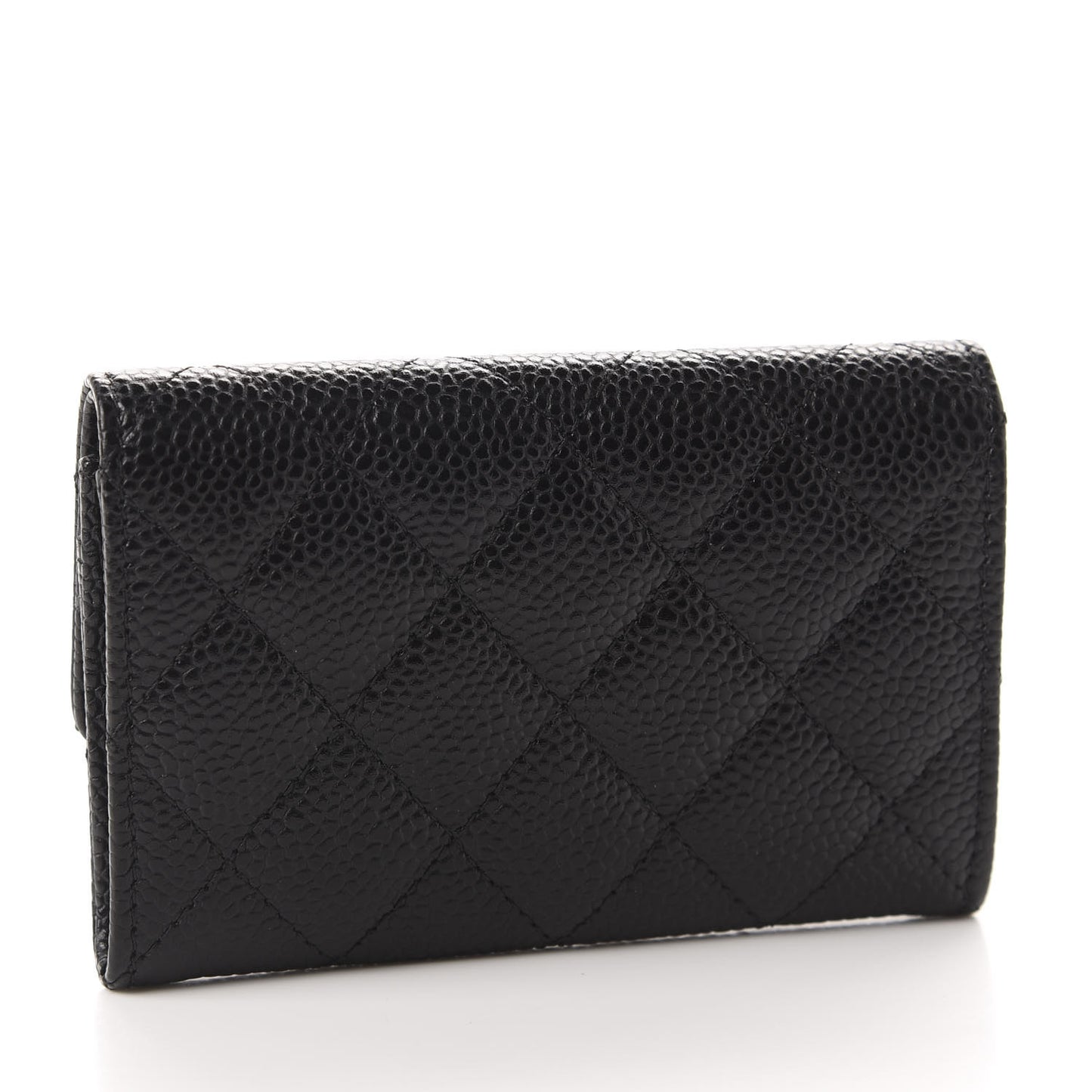 Caviar Quilted Flap Card Holder Black