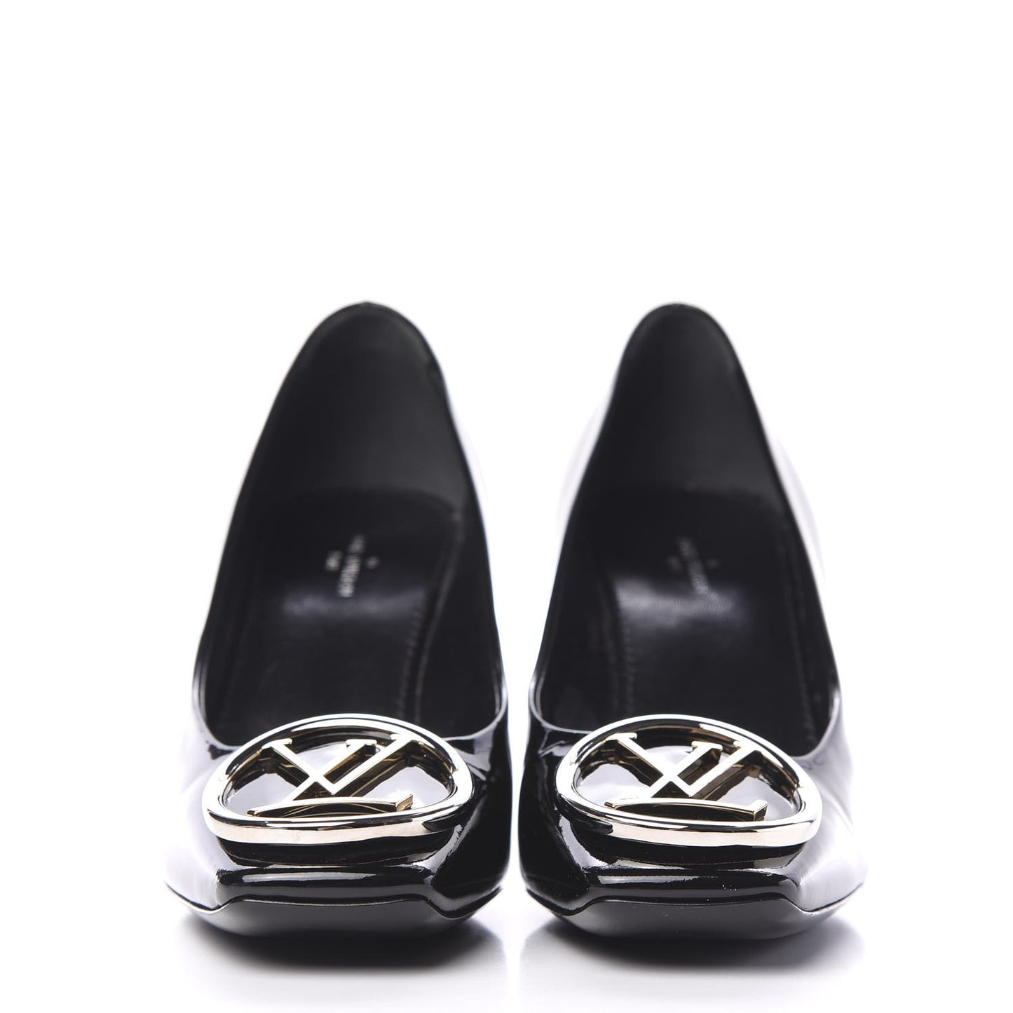 LOUIS VUITTON Patent Calfskin Madeleine Pumps 38.5 Black