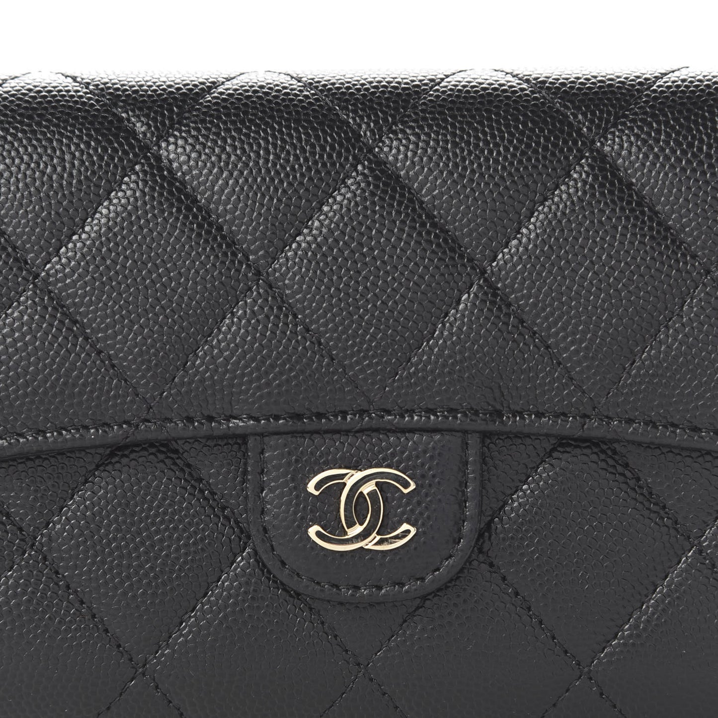 Caviar Quilted Small Flap Wallet Black