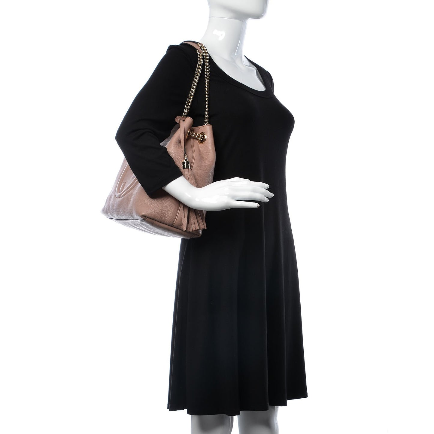 Pebbled Calfskin Medium Soho Chain Shoulder Bag Dark Cipria