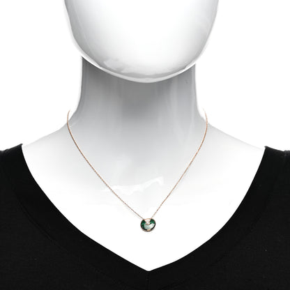 Cartier 18K Pink Gold Diamond Malachite XS Amulette de Cartier Pendant Necklace 2 of 5