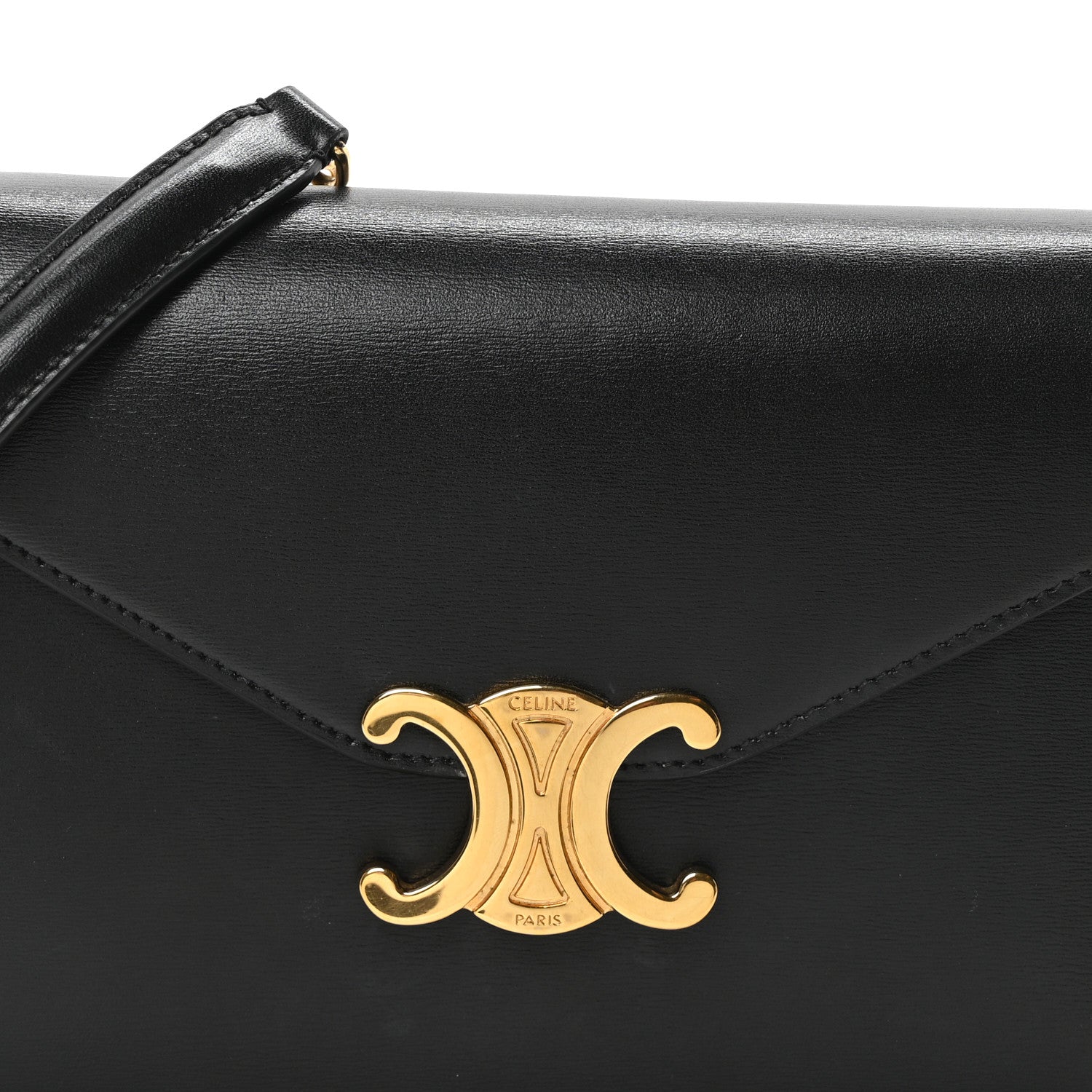 Celine Shiny Calfskin Triomphe Margo Wallet on Chain Black 8 of 10