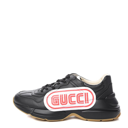 Gucci X SEGA Calfskin Logo Mens Rhyton Sneakers 9 Black 1 of 9