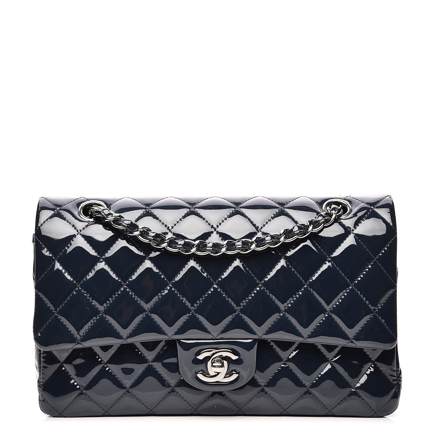 Chanel Patent Quilted Medium Double Flap Navy 1 of 8