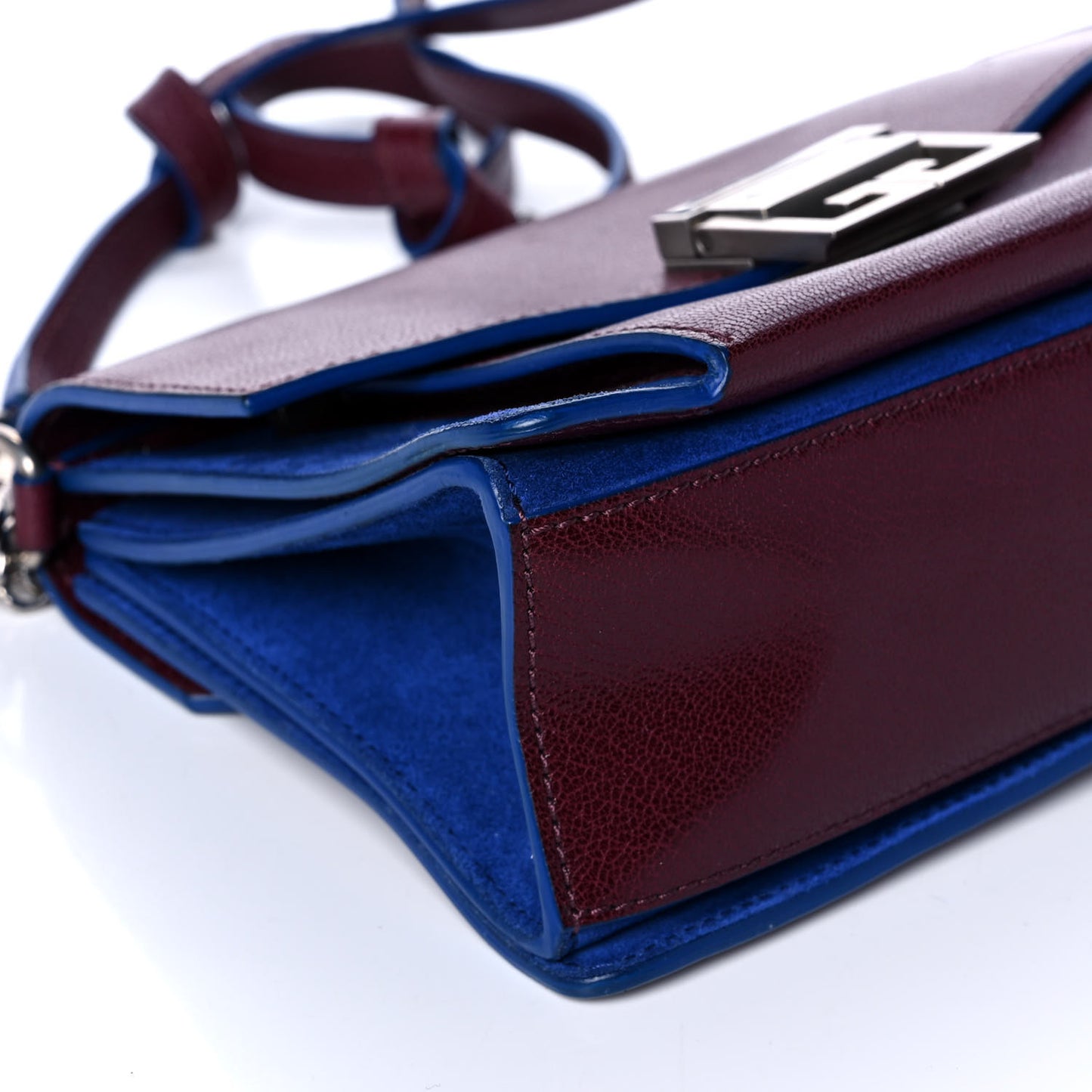 Goatskin Suede Small GV3 Shoulder Bag Aubergine Blue
