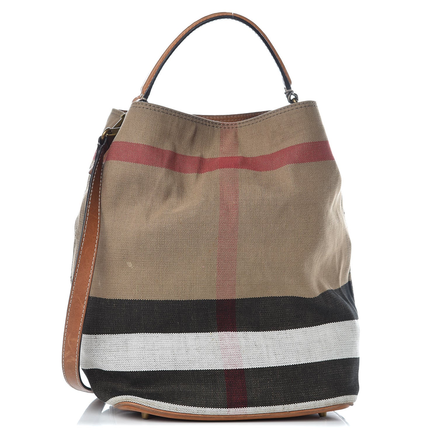 Burberry Canvas Mega Check Medium Ashby Hobo Saddle Brown 1 of 16